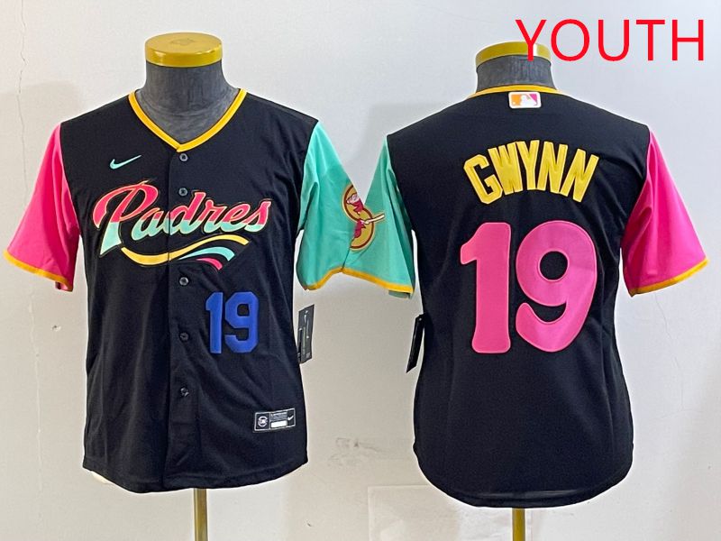 Youth San Diego Padres #19 Gwynn Black City Edition Game 2025 Nike MLB Jersey style 5